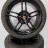 Originele Porsche 19 inch velgen 911 991 Carerra 4 en 4 S in hoogglans zwart met winterbanden