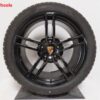 Originele Porsche 19 inch velgen 911 991 Carerra 4 en 4 S in hoogglans zwart met winterbanden - Afbeelding 3