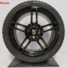 Originele Porsche 19 inch velgen 911 991 Carerra 4 en 4 S in hoogglans zwart met winterbanden - Afbeelding 4