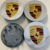 Originele Porsche naafdoppen centercaps zilver chrome met kleur logo - Afbeelding 2