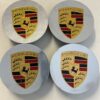Originele Porsche naafdoppen centercaps zilver chrome met kleur logo