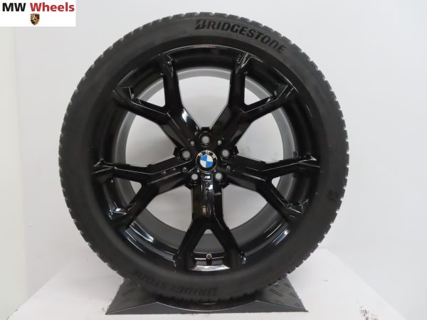 Originele BMW X5 G05 X6 G06 21 inch velgen 741M in HG zwart met nieuwe winterbanden - Afbeelding 5